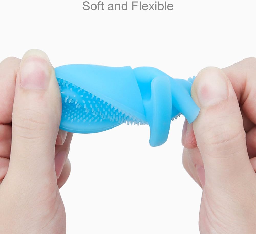 Super Soft Silicone Face Cleanser and Massager Brush Manual Facial Cleansing Scrubber Handheld Wash Pad for Sensitive, Delicate, Dry Skin (Pack of 4)