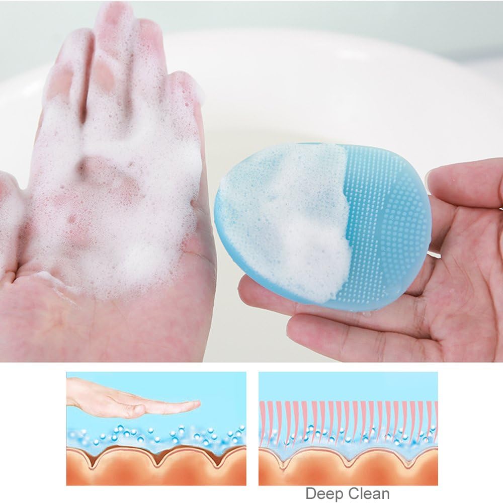 Super Soft Silicone Face Cleanser and Massager Brush Manual Facial Cleansing Scrubber Handheld Wash Pad for Sensitive, Delicate, Dry Skin (Pack of 4)