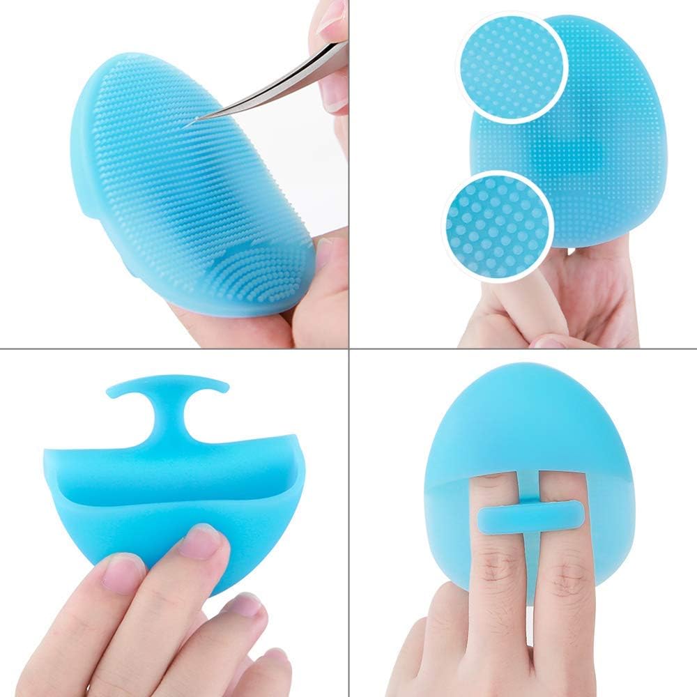 Super Soft Silicone Face Cleanser and Massager Brush Manual Facial Cleansing Scrubber Handheld Wash Pad for Sensitive, Delicate, Dry Skin (Pack of 4)