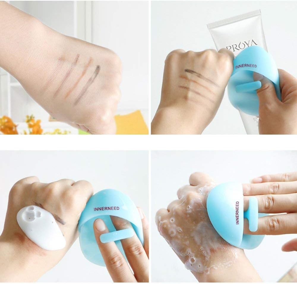Super Soft Silicone Face Cleanser and Massager Brush Manual Facial Cleansing Scrubber Handheld Wash Pad for Sensitive, Delicate, Dry Skin (Pack of 4)