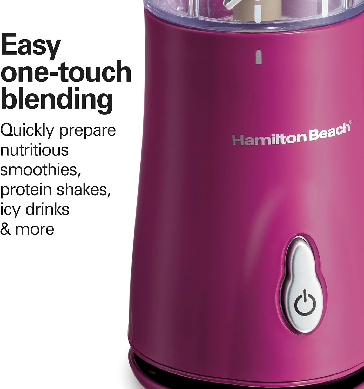 Portable Blender for Shakes and Smoothies with 14 Oz BPA Free Travel Cup and Lid, Durable Stainless Steel Blades for Powerful Blending Performance, Raspberry (51131)